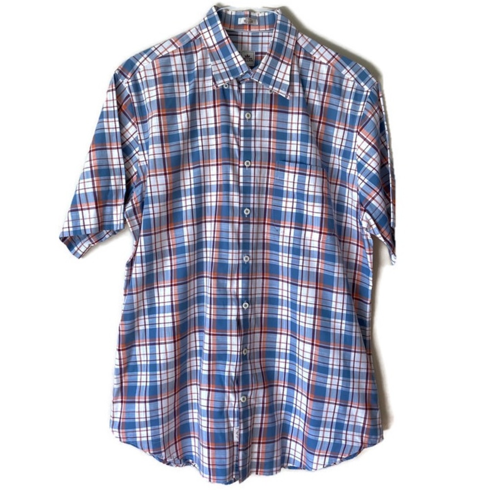 Peter Millar Mens Blue Plaid Casual Button Down Shirt Large